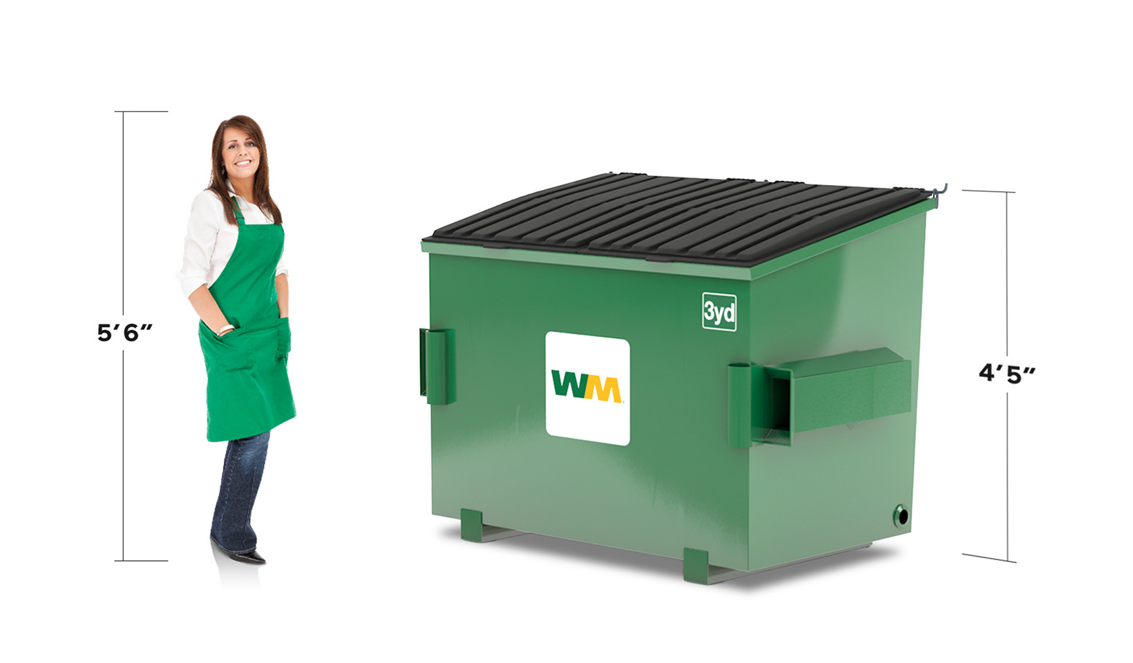 3 Yard Trash & Recycling Commercial Dumpster WM